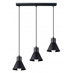 Lampy-sufitowe - sl.0986 czarna lampa wisząca potrójna zwis do kuchni taleja 3 x e27 sollux