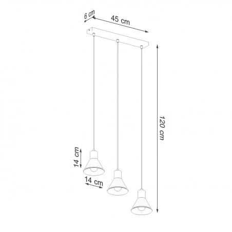 Lampy-sufitowe - sl.0986 czarna lampa wisząca potrójna zwis do kuchni taleja 3 x e27 sollux 