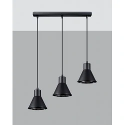 Oswietlenie-sufitowe - czarna lampa wisząca 3xgu10 tazila sl.0990 sollux lighting 