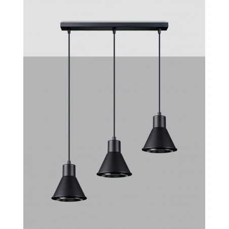 Oswietlenie-sufitowe - czarna lampa wisząca 3xgu10 tazila sl.0990 sollux lighting 