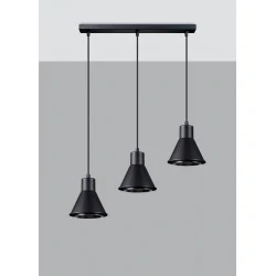 Oswietlenie-sufitowe - czarna lampa wisząca 3xgu10 tazila sl.0990 sollux lighting 