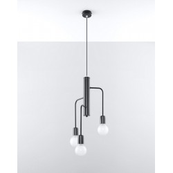 Lampy-sufitowe - nowoczesna lampa sufitowa industrial 3xe27 czarna duomo 3m sl.0302 sollux 