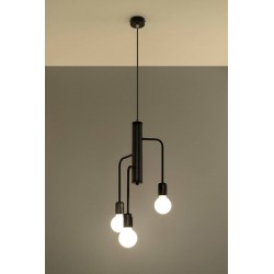 Lampy-sufitowe - nowoczesna lampa sufitowa industrial 3xe27 czarna duomo 3m sl.0302 sollux 