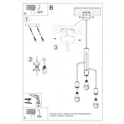 Lampy-sufitowe - nowoczesna lampa sufitowa industrial 3xe27 czarna duomo 3m sl.0302 sollux 