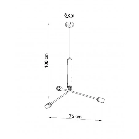 Lampy-sufitowe - żyrandol potrójny pajączek 3xe27 polska produkcja duomo 3d sl.0303 sollux 