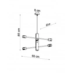 Lampy-sufitowe - żyrandol industrialna lampa pajączek duomo 6xe27 sl.0305 sollux 