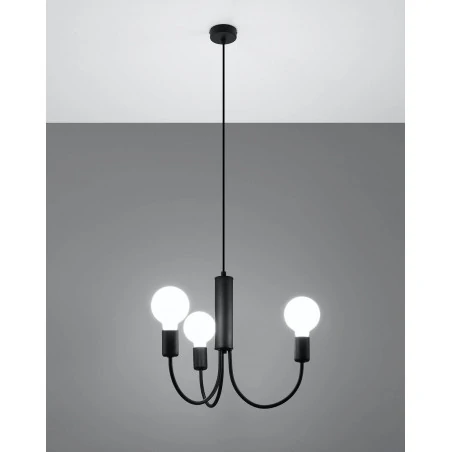 Oswietlenie-sufitowe - czarny żyrandol 3xe27 piccolo sl.0856 sollux lighting 