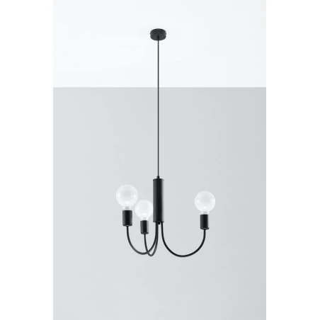 Oswietlenie-sufitowe - czarny żyrandol 3xe27 piccolo sl.0856 sollux lighting 