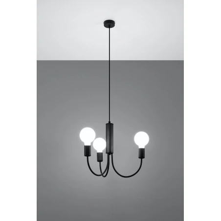 Oswietlenie-sufitowe - czarny żyrandol 3xe27 piccolo sl.0856 sollux lighting 