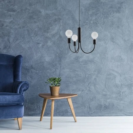 Oswietlenie-sufitowe - czarny żyrandol 3xe27 piccolo sl.0856 sollux lighting 