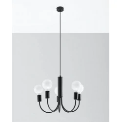 Oswietlenie-sufitowe - czarny żyrandol 5xe27 piccolo sl.0855 sollux lighting 