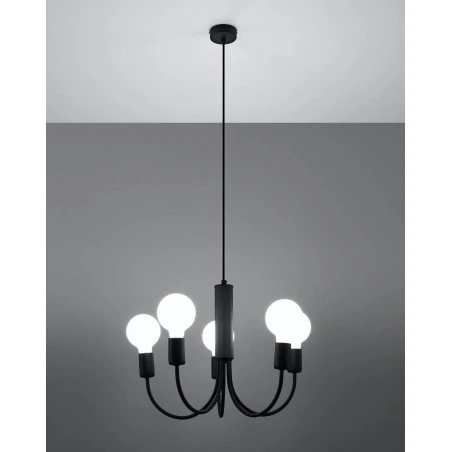 Oswietlenie-sufitowe - czarny żyrandol 5xe27 piccolo sl.0855 sollux lighting 