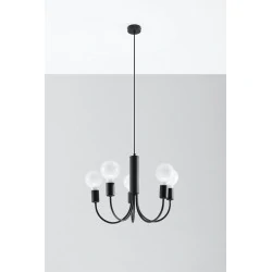 Oswietlenie-sufitowe - czarny żyrandol 5xe27 piccolo sl.0855 sollux lighting 