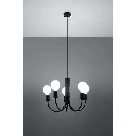 Oswietlenie-sufitowe - czarny żyrandol 5xe27 piccolo sl.0855 sollux lighting 