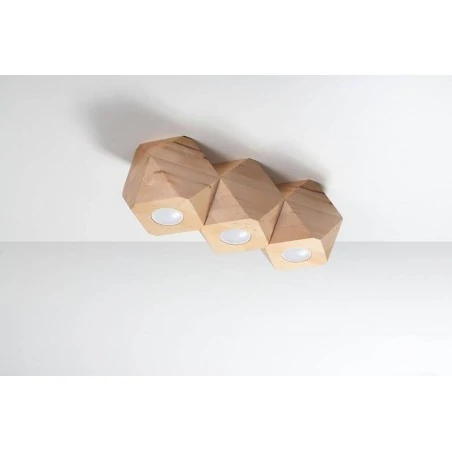 Oswietlenie-sufitowe - plafon z naturalnego drewna 3xgu10 woody sl.1010 sollux lighting 