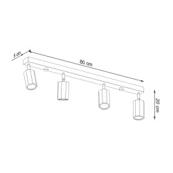 Lampy-sufitowe - drewniany plafon 4xgu10 zeke sl.1031 sollux lighting 