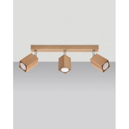 Lampy-sufitowe - sl.1037 listwa oświetleniowa drewniana dąb potrójna 3xgu10 keke sollux 