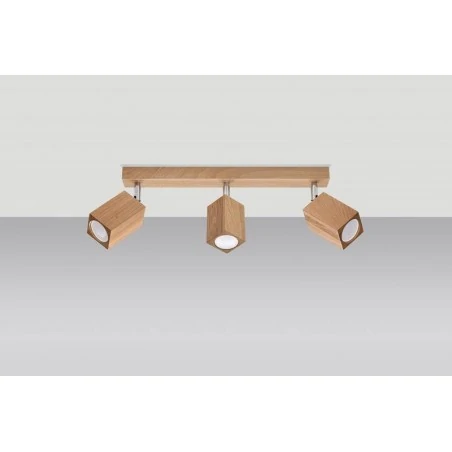 Lampy-sufitowe - sl.1037 listwa oświetleniowa drewniana dąb potrójna 3xgu10 keke sollux 