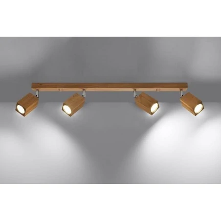 Lampy-sufitowe - listwa spot oświetleniowy 4xgu10 drewno keke 4 dąb sl.1038 sollux 