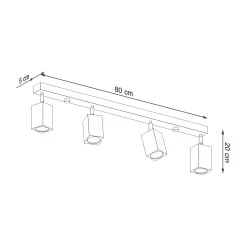 Lampy-sufitowe - listwa spot oświetleniowy 4xgu10 drewno keke 4 dąb sl.1038 sollux 