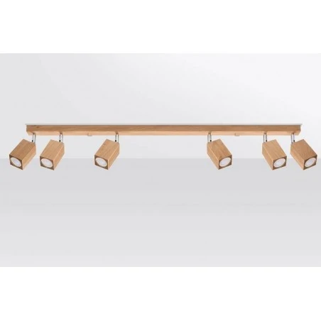 Oswietlenie-sufitowe - listwa oświetleniowa spot na 6 żarówek gu10 drewno keke 6 dąb sl.1039 sollux 