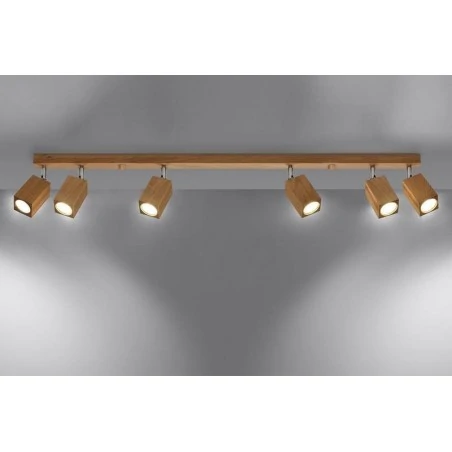 Oswietlenie-sufitowe - listwa oświetleniowa spot na 6 żarówek gu10 drewno keke 6 dąb sl.1039 sollux 