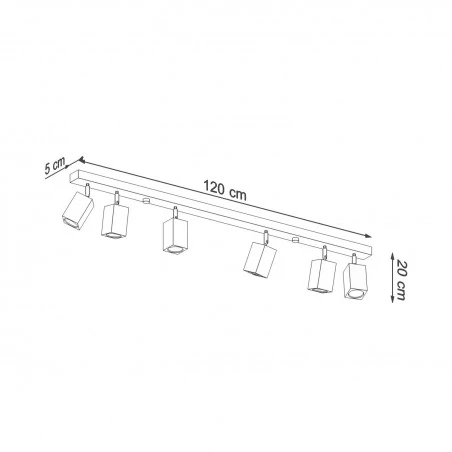 Oswietlenie-sufitowe - listwa oświetleniowa spot na 6 żarówek gu10 drewno keke 6 dąb sl.1039 sollux 