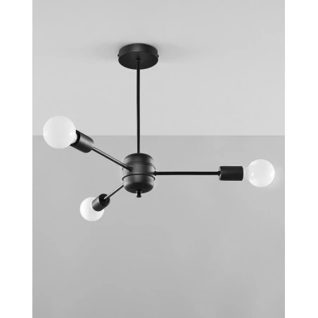 Lampy-sufitowe - sl.1021 nowoczesna lampa sufitowa loftowa lango 3xe27 czarny sollux 