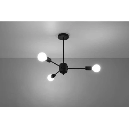 Lampy-sufitowe - sl.1021 nowoczesna lampa sufitowa loftowa lango 3xe27 czarny sollux 