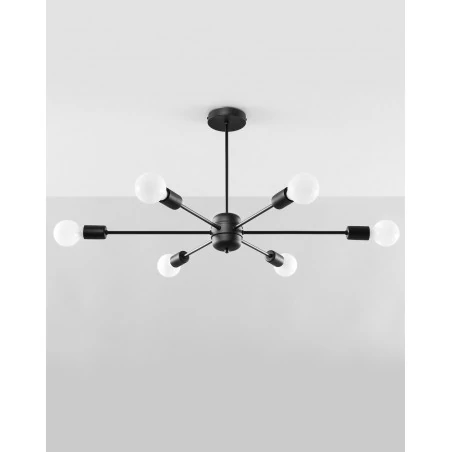 Lampy-sufitowe - sl.1023 żyrandol lango 6xe27 czarny loftowy sollux 