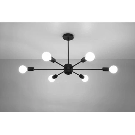 Lampy-sufitowe - sl.1023 żyrandol lango 6xe27 czarny loftowy sollux 