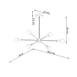 Lampy-sufitowe - sl.1023 żyrandol lango 6xe27 czarny loftowy sollux 