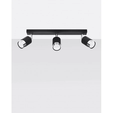 Lampy-sufitowe - plafon listwa oświetleniowa potrójna czarna z chromowaną wstawką 3xgu10 nero sl.1066 sollux 