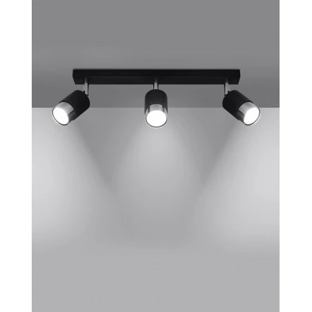 Lampy-sufitowe - plafon listwa oświetleniowa potrójna czarna z chromowaną wstawką 3xgu10 nero sl.1066 sollux 