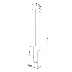 Lampy-sufitowe - lampa wisząca biała 3 zwisające tuby 3xgu10 lagos 3p sl.1078 sollux 