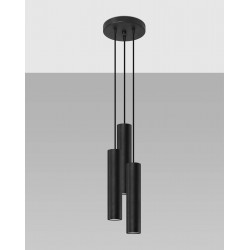 Lampy-sufitowe - lampa wisząca potrójny zwis czarny tuby gu10 lagos 3p sl.1079 sollux 