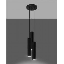 Lampy-sufitowe - lampa wisząca potrójny zwis czarny tuby gu10 lagos 3p sl.1079 sollux 