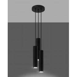 Lampy-sufitowe - lampa wisząca potrójny zwis czarny tuby gu10 lagos 3p sl.1079 sollux 