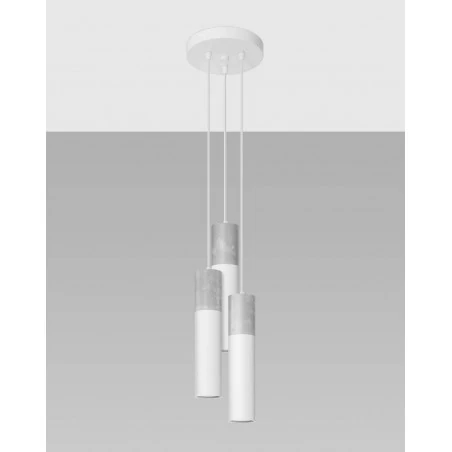 Lampy-sufitowe - lampa wisząca 3 zwisające tuby 3xgu10 biała beton borgio 3p sl.1080 sollux 