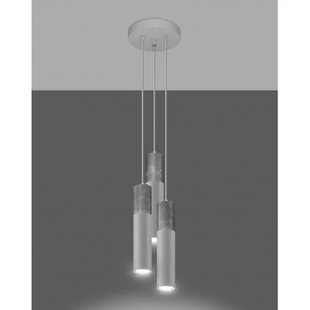 Lampy-sufitowe - lampa wisząca 3 zwisające tuby 3xgu10 biała beton borgio 3p sl.1080 sollux 