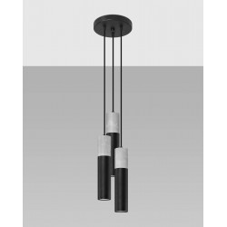 Oswietlenie-sufitowe - sl.1081 lampa wisząca 3 rury gu10 borgio 3p czarna z betonową wstawką sollux 