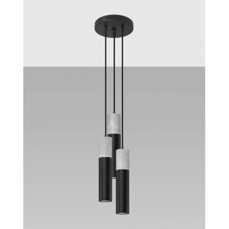Oswietlenie-sufitowe - sl.1081 lampa wisząca 3 rury gu10 borgio 3p czarna z betonową wstawką sollux 