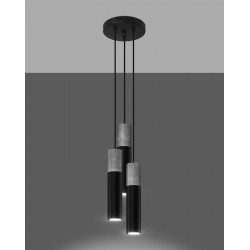 Oswietlenie-sufitowe - sl.1081 lampa wisząca 3 rury gu10 borgio 3p czarna z betonową wstawką sollux 