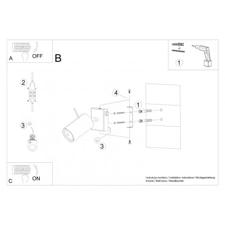 Kinkiety-do-salonu - kinkiet ring biały ruchomy z włącznikiem pojedynczy sl.1024 sollux 