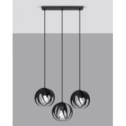 Lampy-sufitowe - lampa wisząca potrójna w kolorze czarnym e27 tulos 3l sl.1089 sollux 