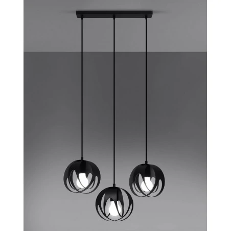 Lampy-sufitowe - lampa wisząca potrójna w kolorze czarnym e27 tulos 3l sl.1089 sollux 