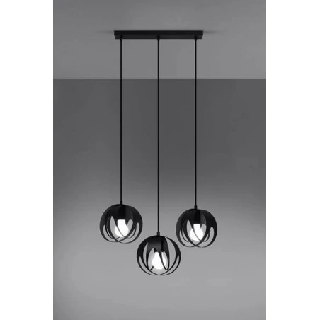 Lampy-sufitowe - lampa wisząca potrójna w kolorze czarnym e27 tulos 3l sl.1089 sollux 