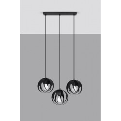 Lampy-sufitowe - lampa wisząca potrójna w kolorze czarnym e27 tulos 3l sl.1089 sollux 