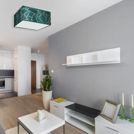 Lampy-sufitowe - oświetlenie sufitowe butelkowa zieleń + złoto 3xe27 ziggy mlp7574 eko-light 