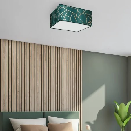 Lampy-sufitowe - oświetlenie sufitowe butelkowa zieleń + złoto 3xe27 ziggy mlp7574 eko-light 